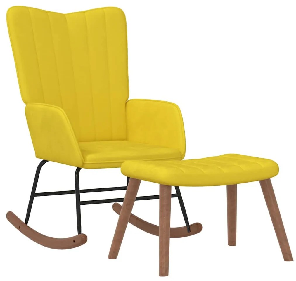 327761 vidaXL Scaun balansoar cu taburet, galben muștar, catifea