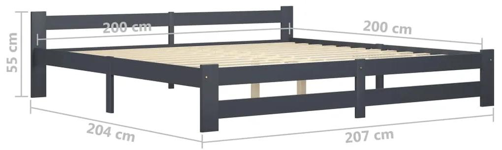 Cadru de pat cu 2 sertare, gri inchis, 200x200 cm, lemn de pin Morke gra, 200 x 200 cm, 2 Sertare