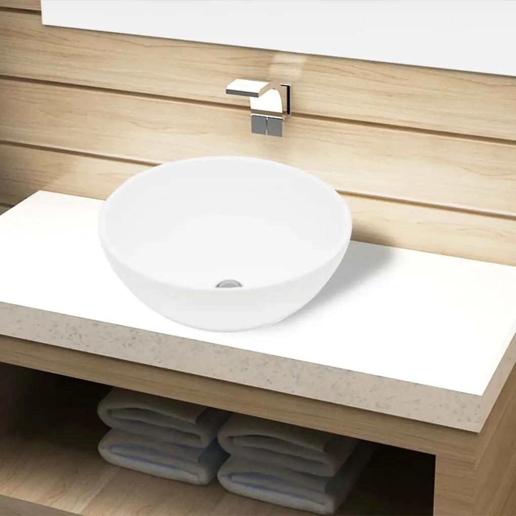 vidaXL Bazin chiuvetă de baie din ceramică, rotund, alb