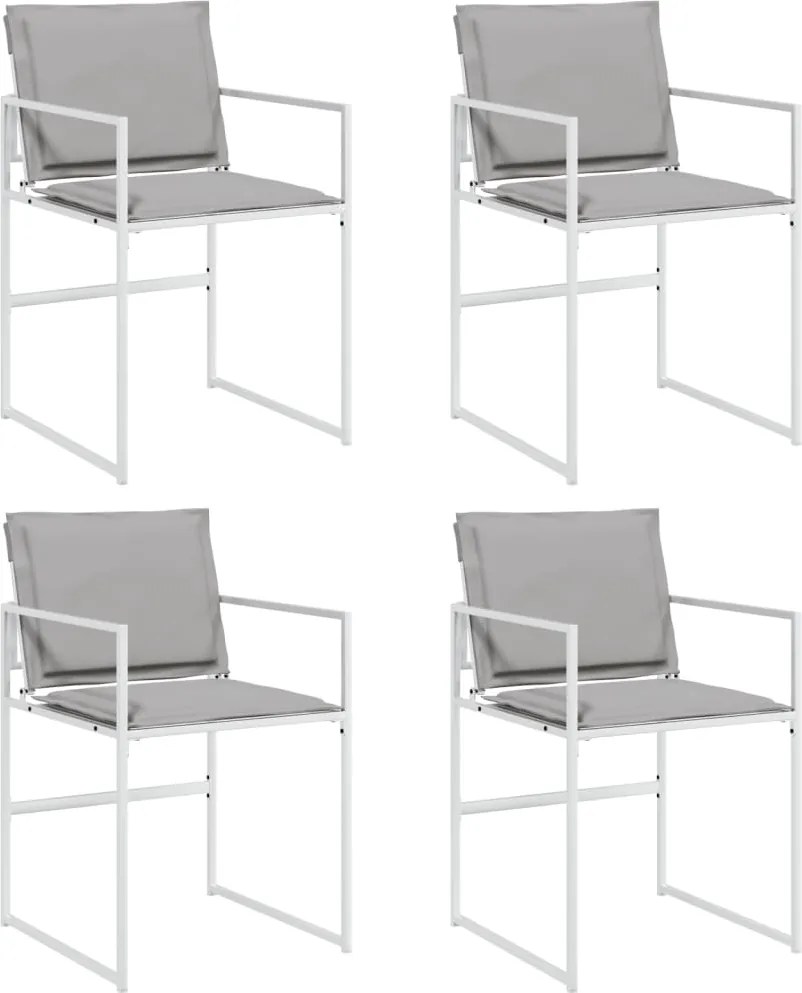vidaXL Scaune de grădină cu perne, 4 buc., alb, oțel și textilenă