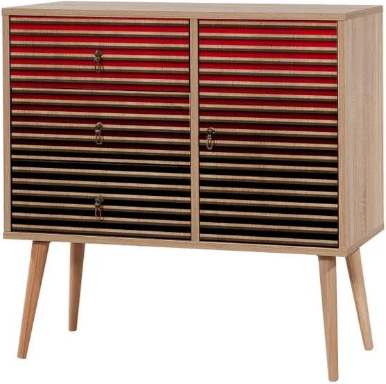 Comodă cu 3 sertare Verybox Red Classic, 90 x 90 cm