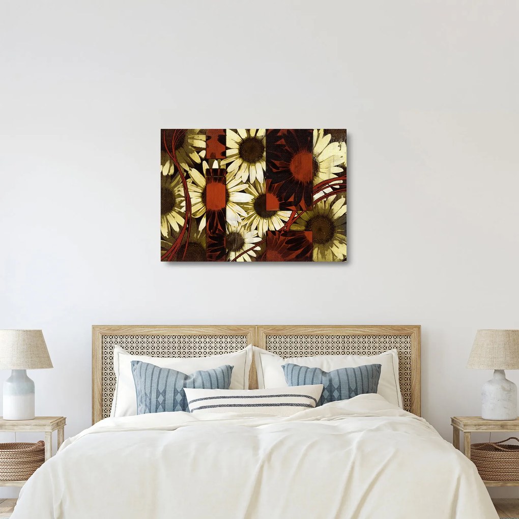 Tablou pe sticlă cu flori (70x50 cm)