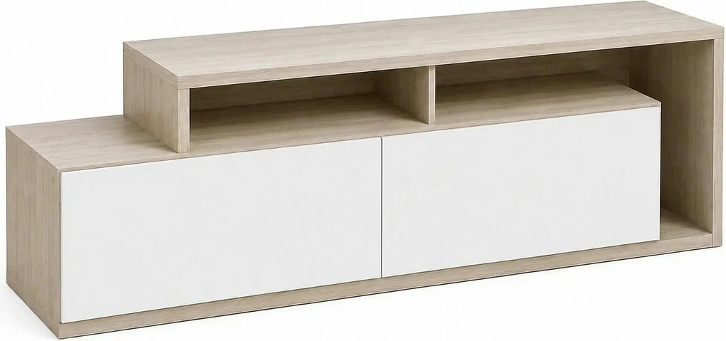 Comoda TV Nexera, stejar deschis/alb, PAL melaminat, 150x35x43 cm