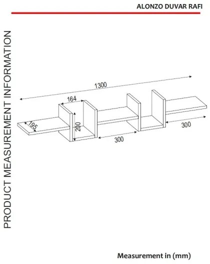 Etajeră de perete ALONZA 20x130 cm albă