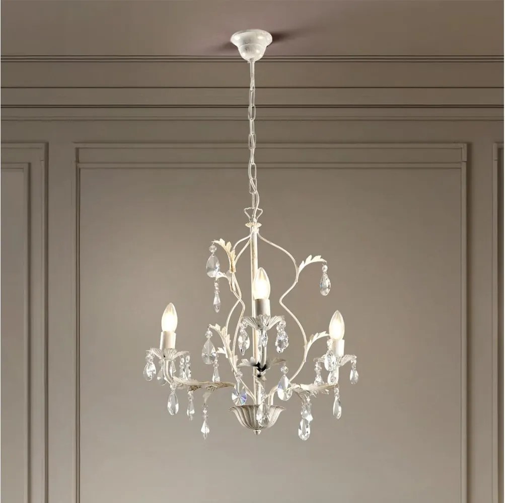 ONLI - Candelabru TERESA cu lanț, 3x E14, 6W, 230V, alb
