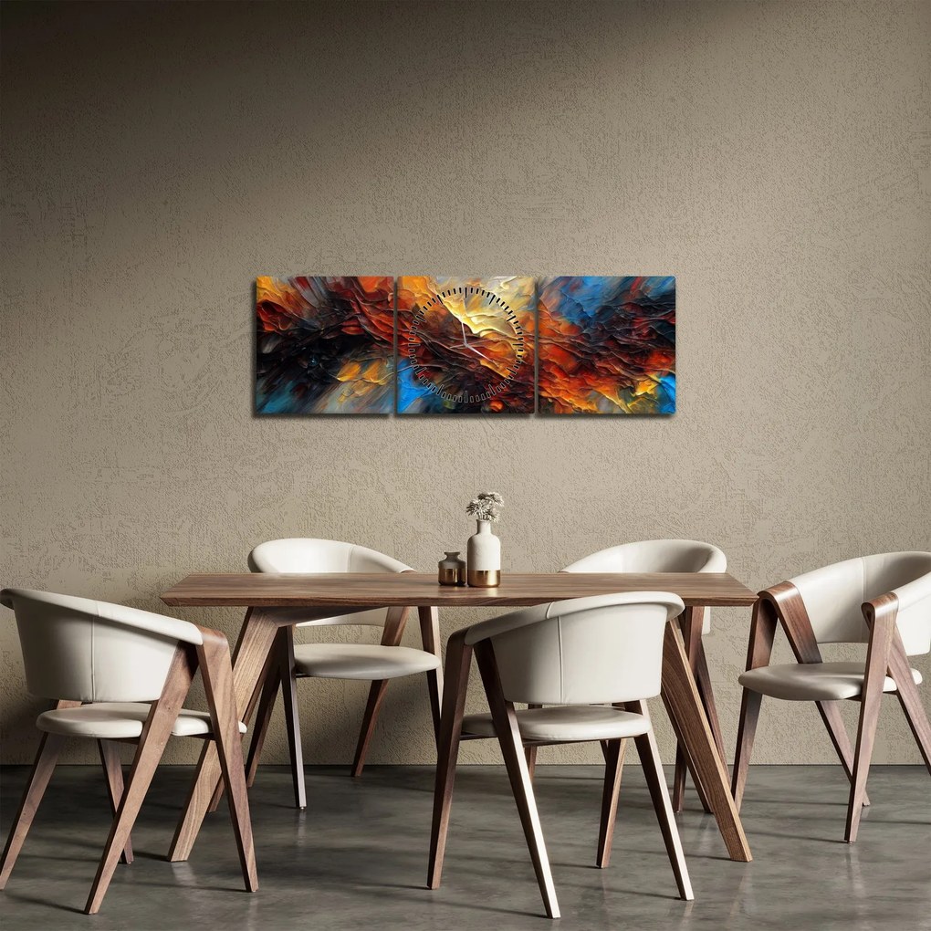Tablou - Textura culorii (cu ceas) (90x30 cm)