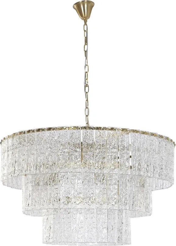 Candelabru din sticlă și metal, transparent și auriu, cu 10 brațe, 40 x 80 cm, „Chantilly”