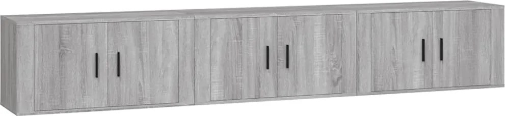 vidaXL Dulapuri TV montate pe perete, 3 buc., gri sonoma, 80x34,5x40cm