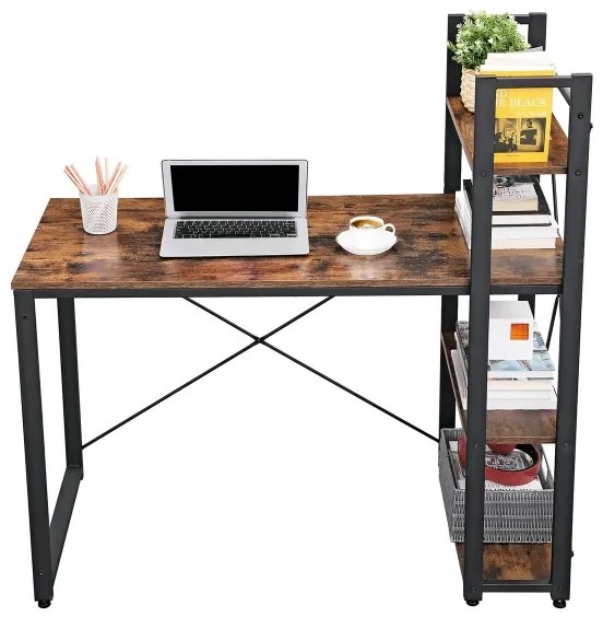 Birou SOLEA maro/negru cu rafturi