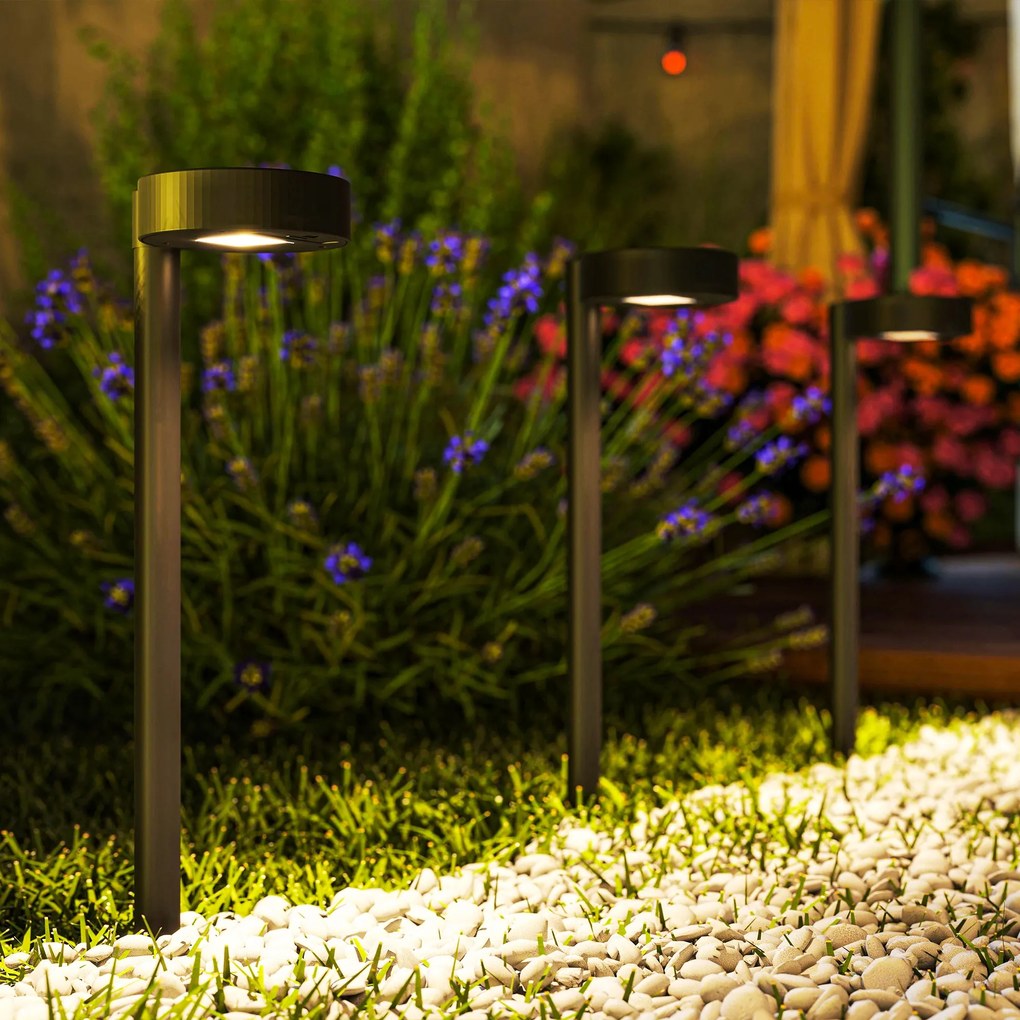 Outsunny Set 8 Lămpi de Exterior cu Energie Solară și Iluminare LED Negru | Aosom Romania