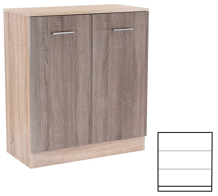 Comodă Miami cu 2 uși 80x92 cm stejar York-stejar Sonoma