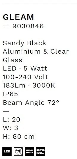 Stalp LED iluminat exterior decorativ IP65 GLEAM H-60cm
