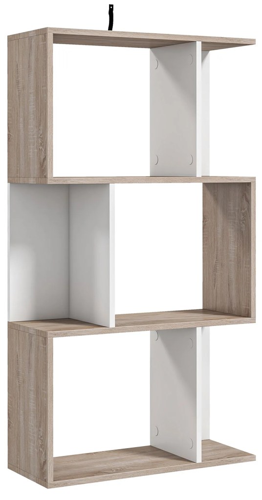 Biblioteca de perete, 3 rafturi, 60x24x111.4cm, alba HOMCOM | Aosom Romania