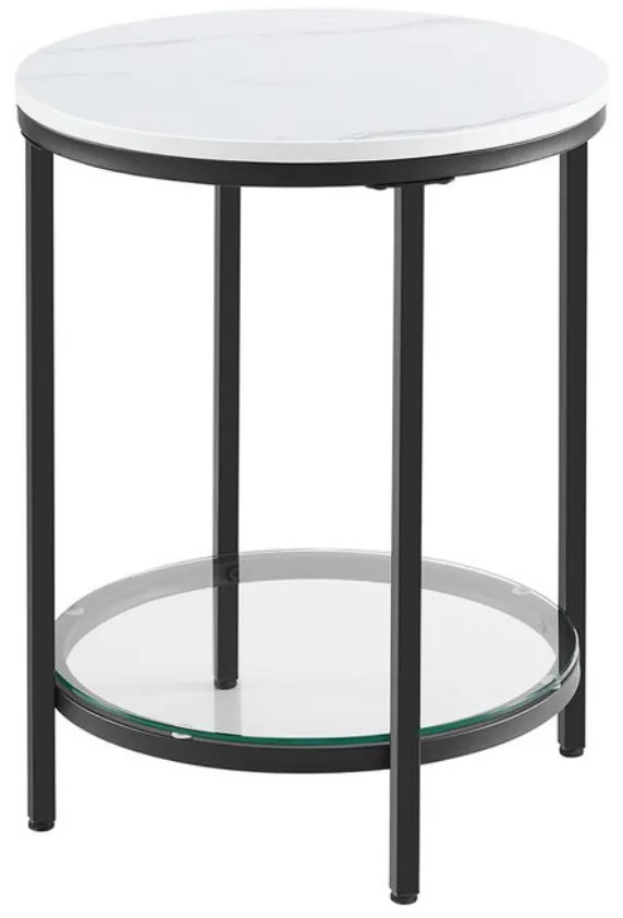 Măsuță ERIC cu design de marmură, 45x55cm, negru/alb Vasagle