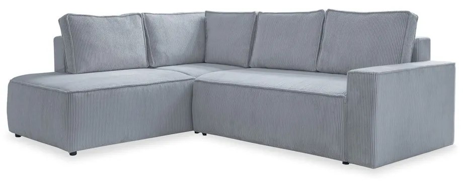 Colțar gri deschis extensibil cu tapițerie din catifea reiată (cu colț pe partea stângă ) Brave Dave – Miuform