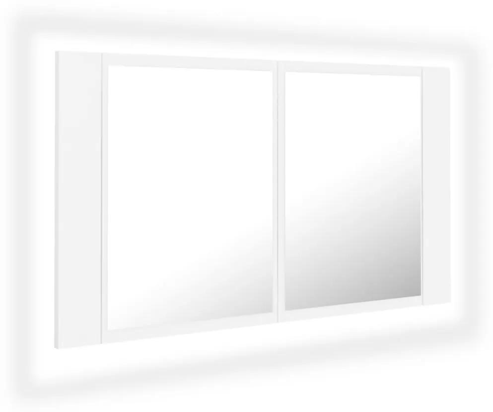 Dulap de baie cu oglindă și led, alb, 80x12x45 cm