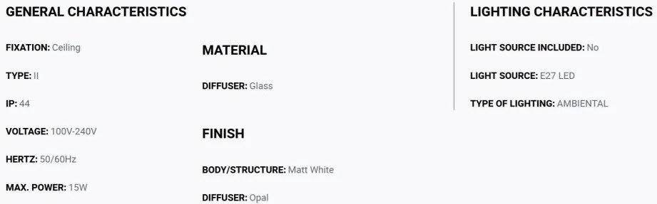 Plafoniera baie stil minimalist AMELIA alba