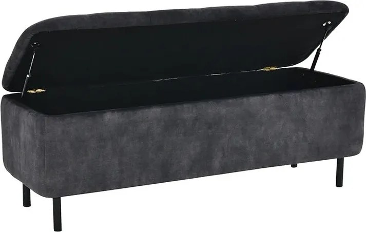Bancheta cu spatiu de depozitare Catifea Gri, EN VOGUE 120cm