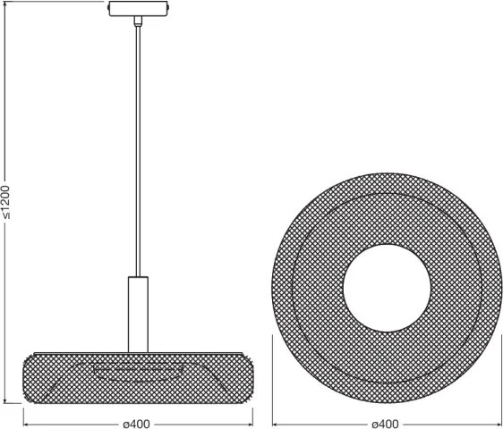 Osram - Lustră LED suspendată pe cablu DECOR MESH LED/18,5W/230V Ø 40 cm negru/lemn de cauciuc