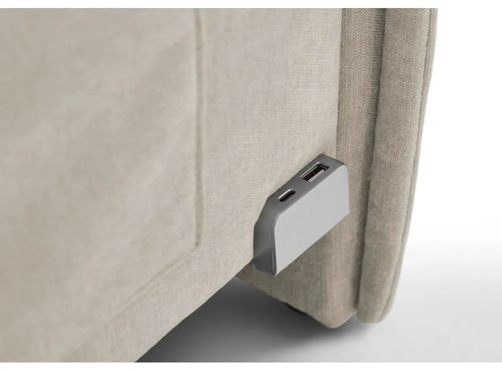 Pat pentru copii bej pe colț tapițat fără somieră 120x200 cm Fun – Meise Möbel