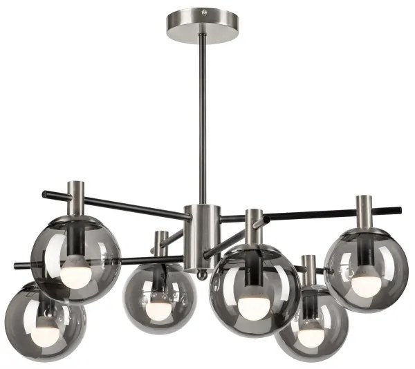 Lustră pe tijă LILOU 6xE14/5W/230V crom mat/fumuriu