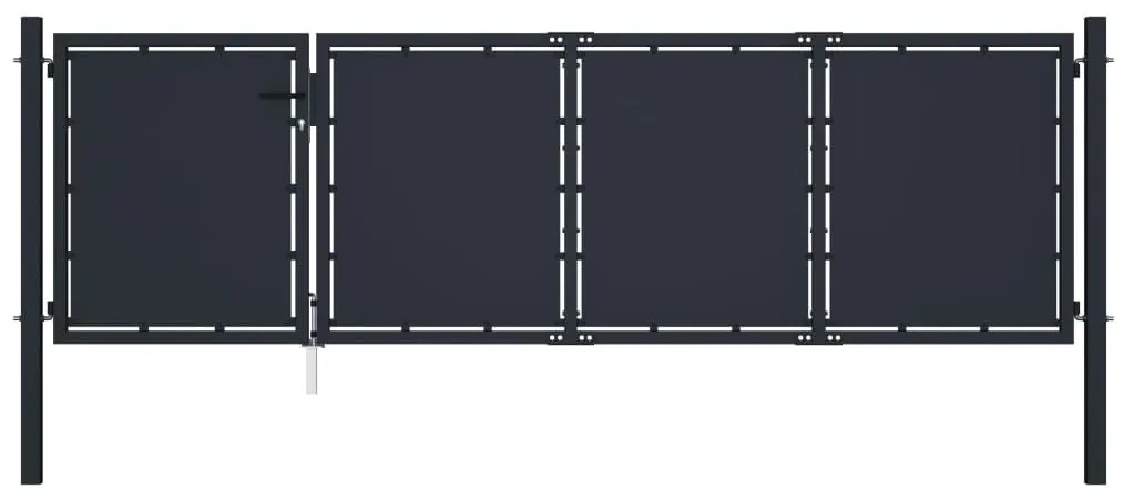 vidaXL Poartă de grădină, antracit, 350 x 75 cm, oțel