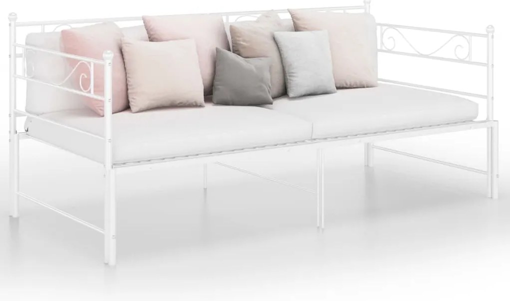 vidaXL Cadru canapea extensibilă, alb, 90x200 cm, metal