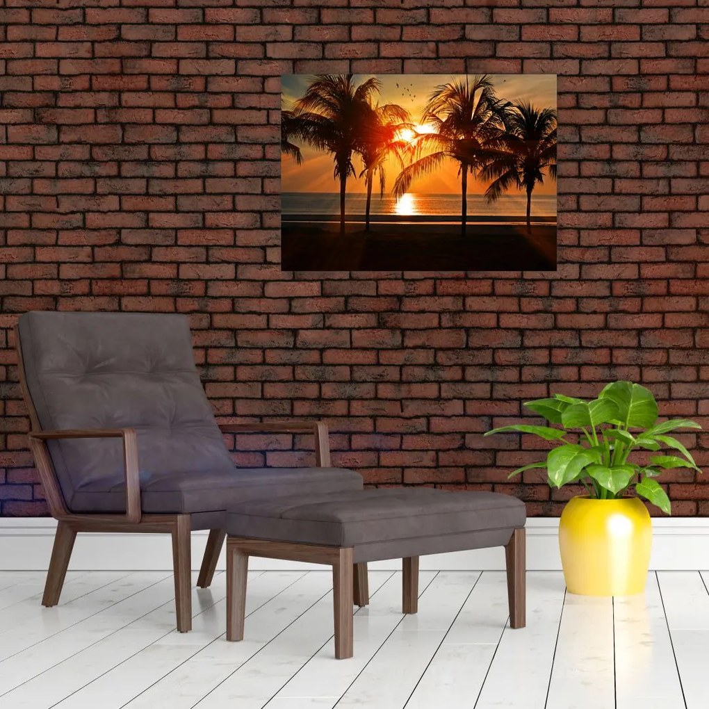 Tablou cu palmier în apus de soare (70x50 cm)