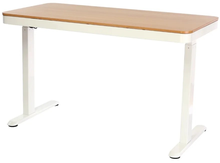Masa inaltime reglabila OfficeTech 3, 120 x 60 cm, alb / stejar