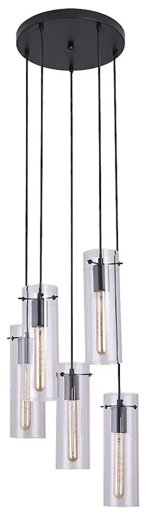 Lustra cu 5 pendule design modern Acantha negru