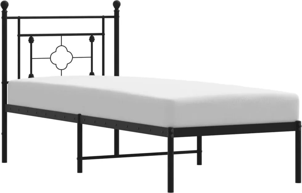 vidaXL Cadru de pat metalic cu tăblie, negru, 75x190 cm
