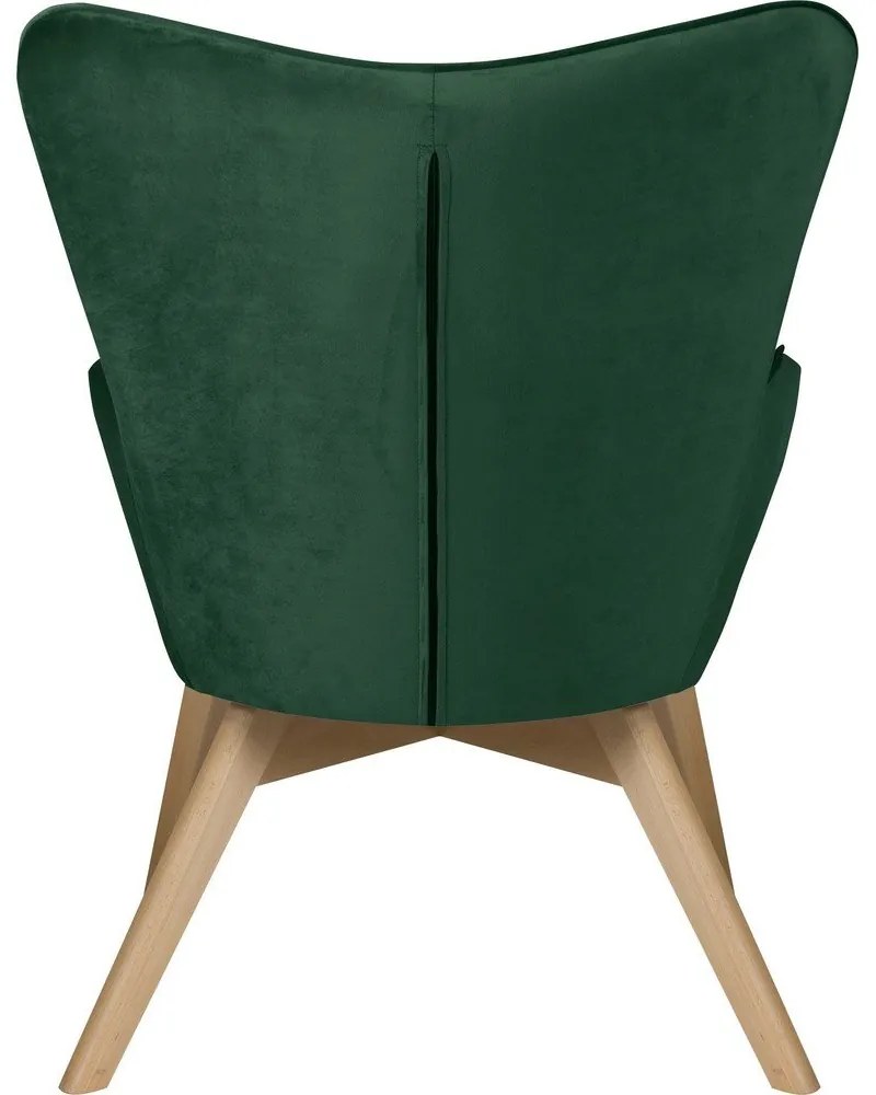 Fotoliu cu taburet verde închis cu tapițerie din catifea Niko – Ropez