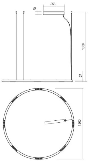 Lustră LED pe cablu UNION Redo 01-2209 LED/68W/230V 3000K d. 120 cm auriu
