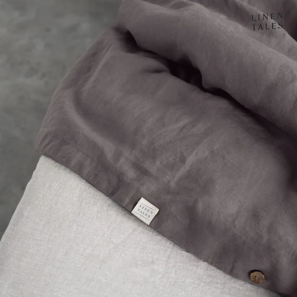 Lenjerie de pat gri închis din in pentru pat dublu 200x200 cm – Linen Tales