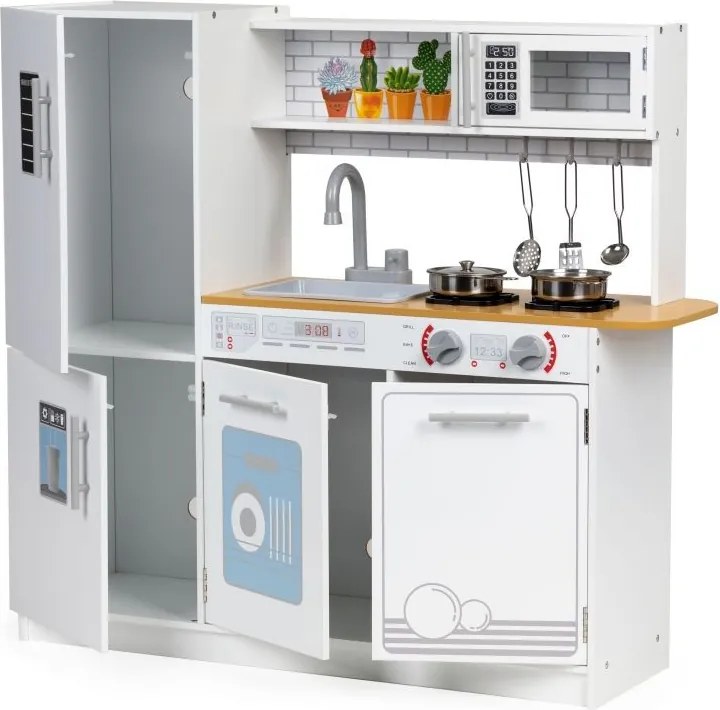 Bucătărie pentru copii din lemn cu lumină led + accesorii