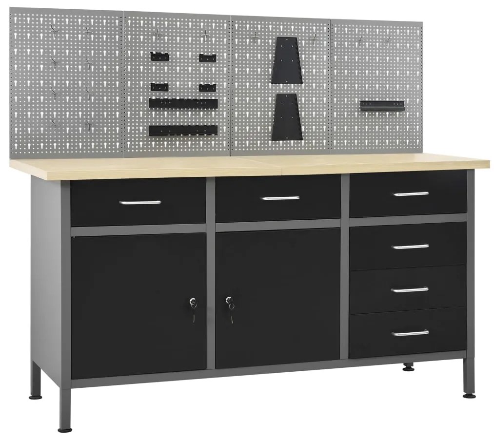 vidaXL Banc de lucru cu patru panouri de perete