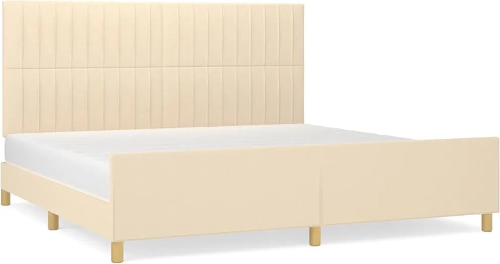 vidaXL Cadru de pat fără saltea, crem, 200x200 cm, textil