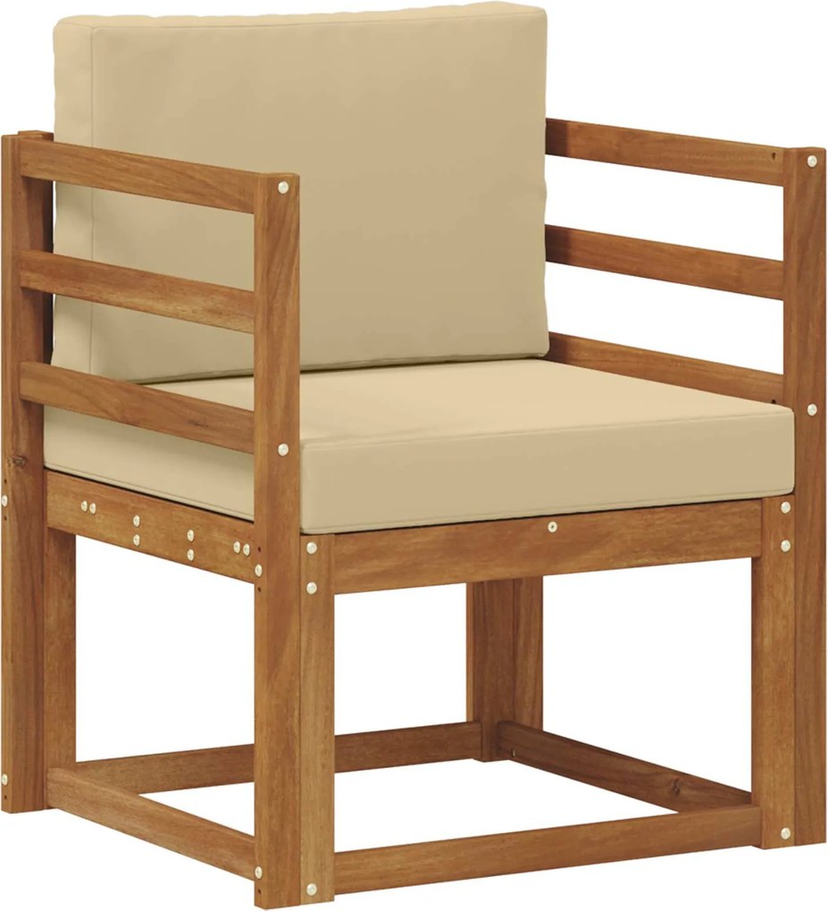 vidaXL Canapea de exterior Lemn de acacia solid și poliester natural