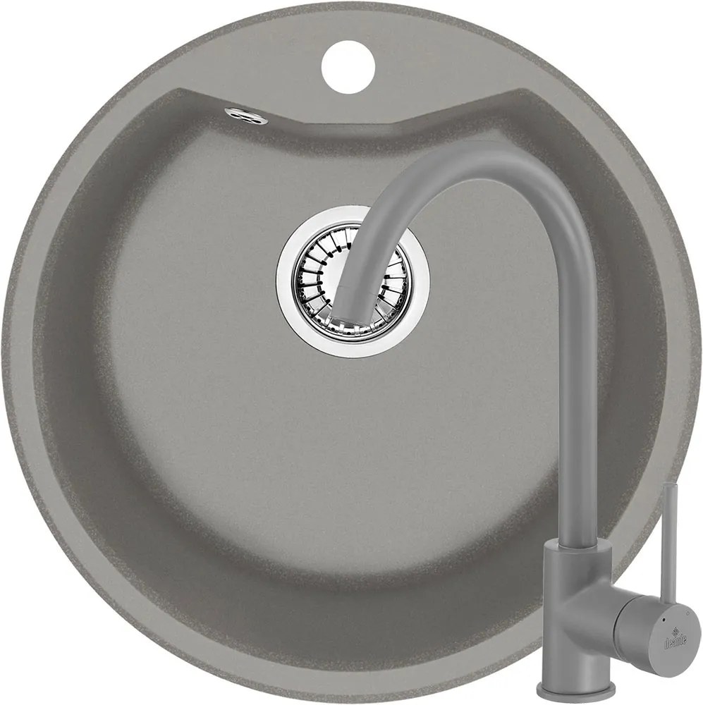 Set chiuveta bucatarie Deante Solis 480 x 480 mm si baterie bucatarie Deante Milin Gri