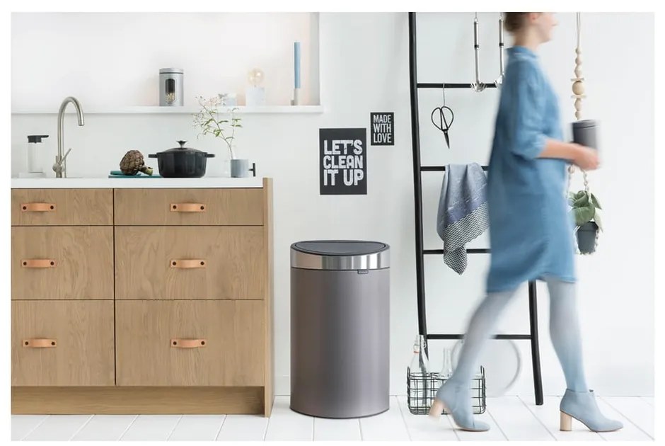 Coș de gunoi gri cu senzori de atingere din oțel 40 l Touch Bin – Brabantia