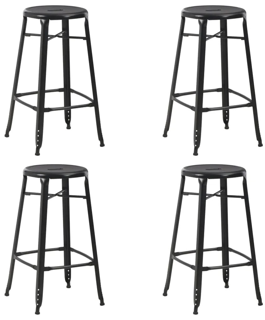 vidaXL Scaune de bar, 4 buc., negru, plastic