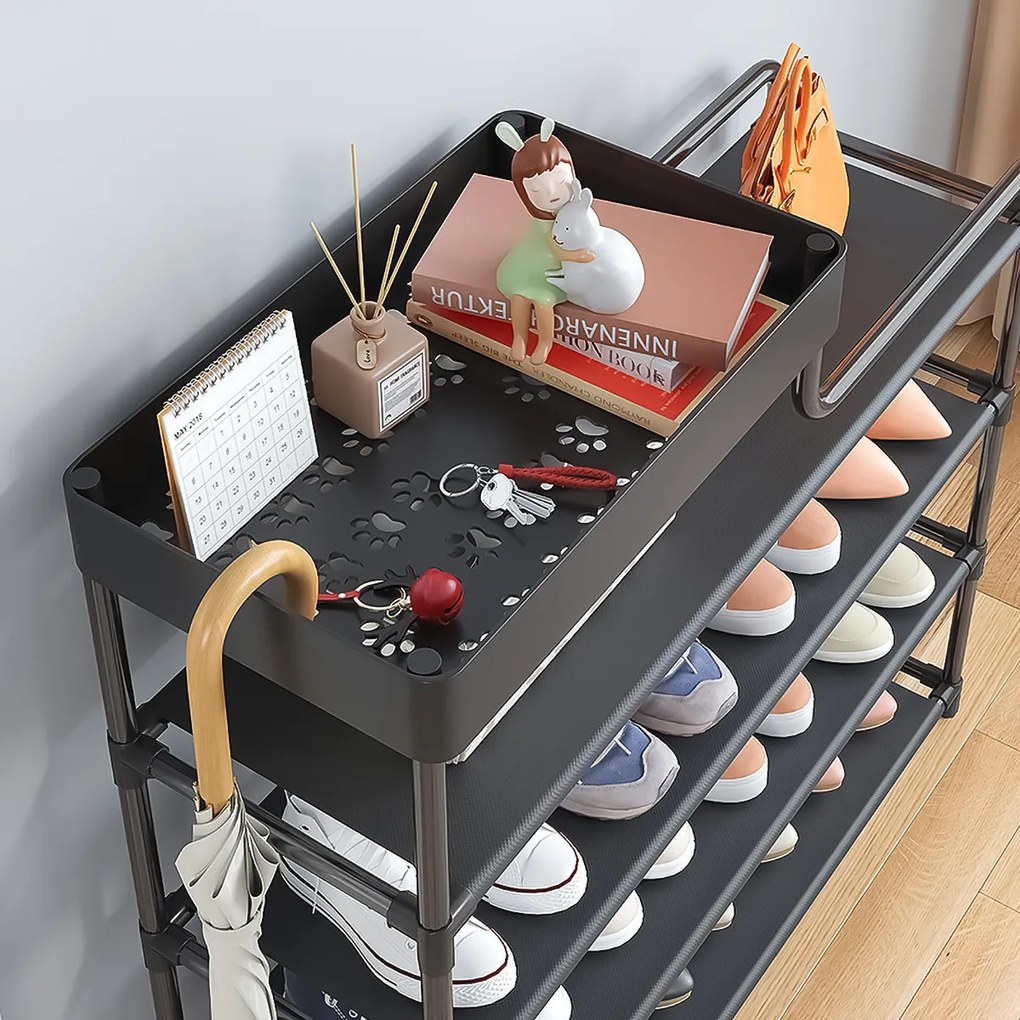 Pantofar, Naimeed D5547, raft incaltaminte, polita multifunctionala, 81 x 22 x 60 cm, negru