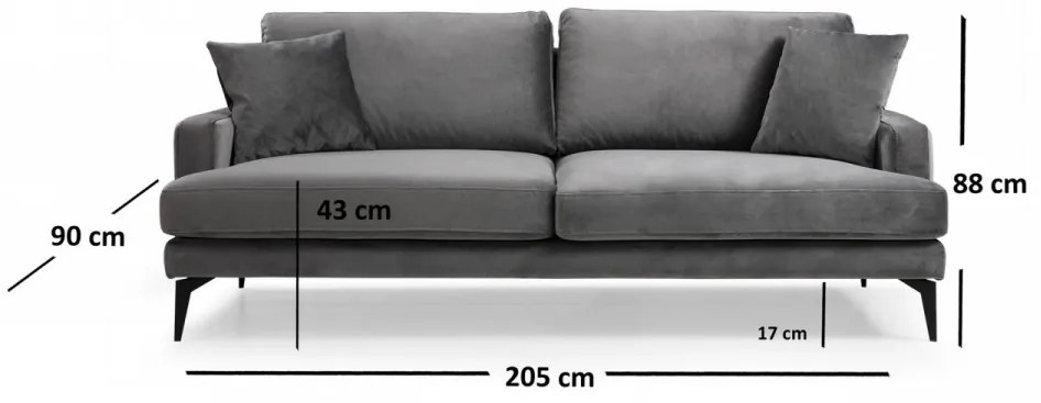 Canapea cu 3 Locuri Papira 3 Seater, Gri
