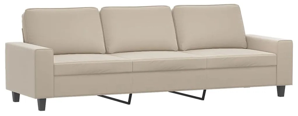 348997 vidaXL Canapea cu 3 locuri, crem, 210 cm, țesătură microfibră