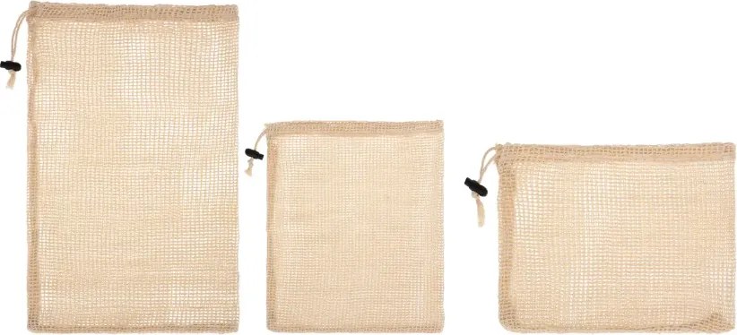 Set 3 saculeti legume, bumbac, 20 x 28, 33 x 28, 43 x 28 cm