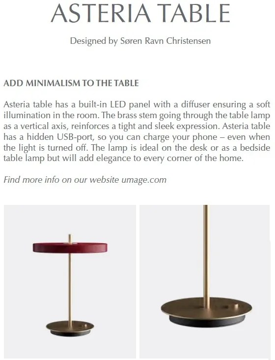 Veioza LED design scandinav Asteria table - ruby red 2309 VTC