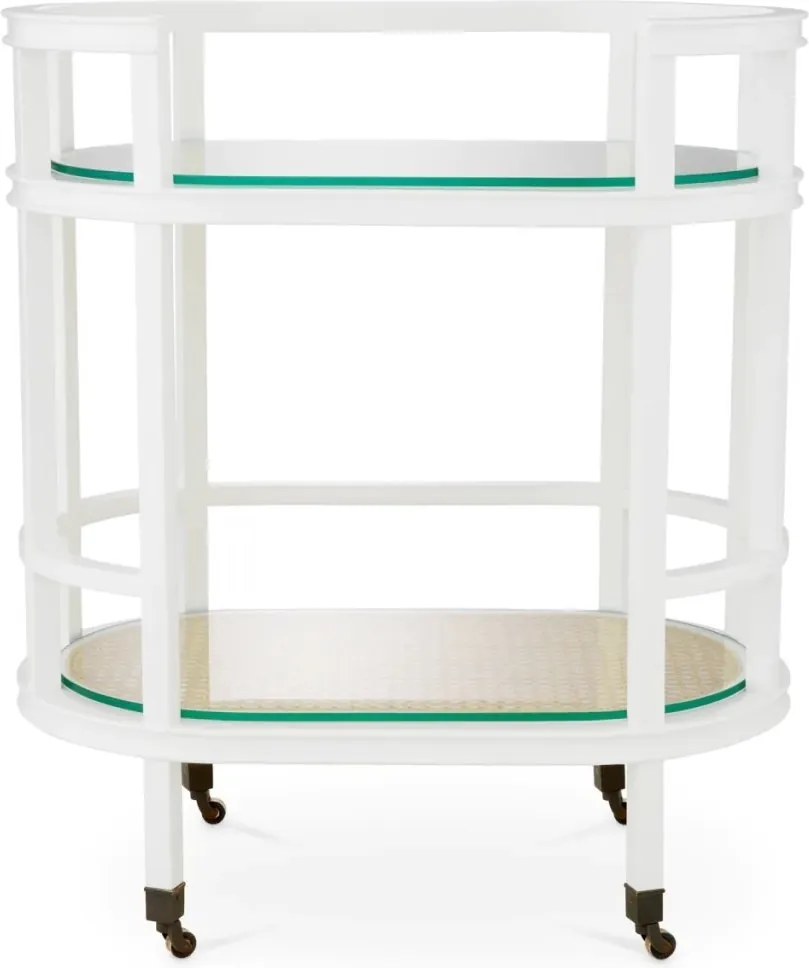 Gheridon LUX, Lemn, Rattan, Bahamas alb