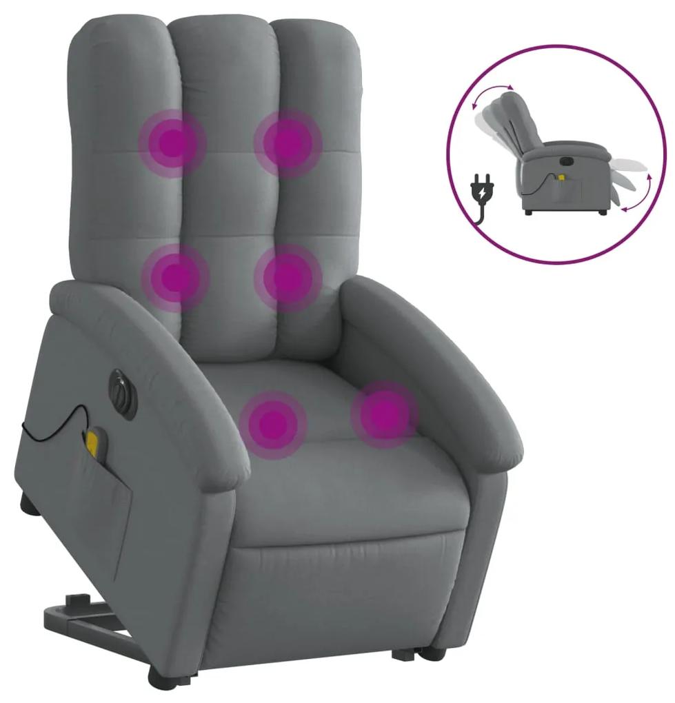 3204129 vidaXL Fotoliu electric masaj rabatabil cu ridicare, gri închis textil