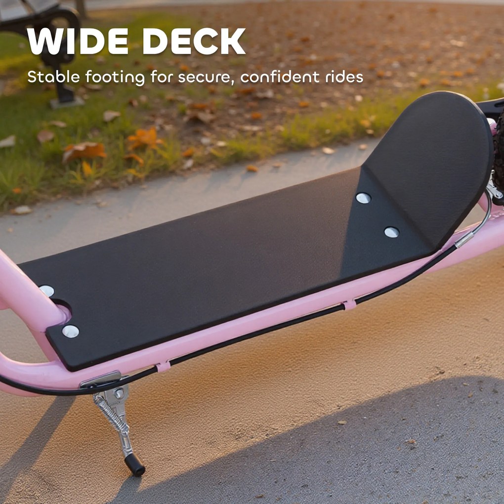 HOMCOM Trotinetă pentru copii de la 5 ani cu roți mari Ghidon reglabil mânere de frână și suport oțel roz | Aosom Romania