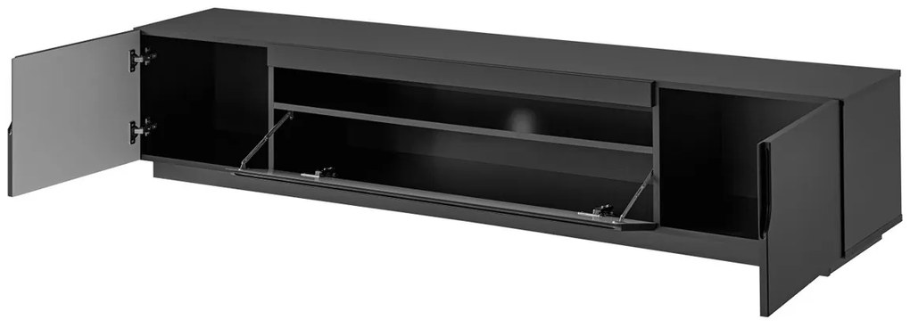 Comodă TV Loftia 200 cm cu 2 uși - negru / negru mat